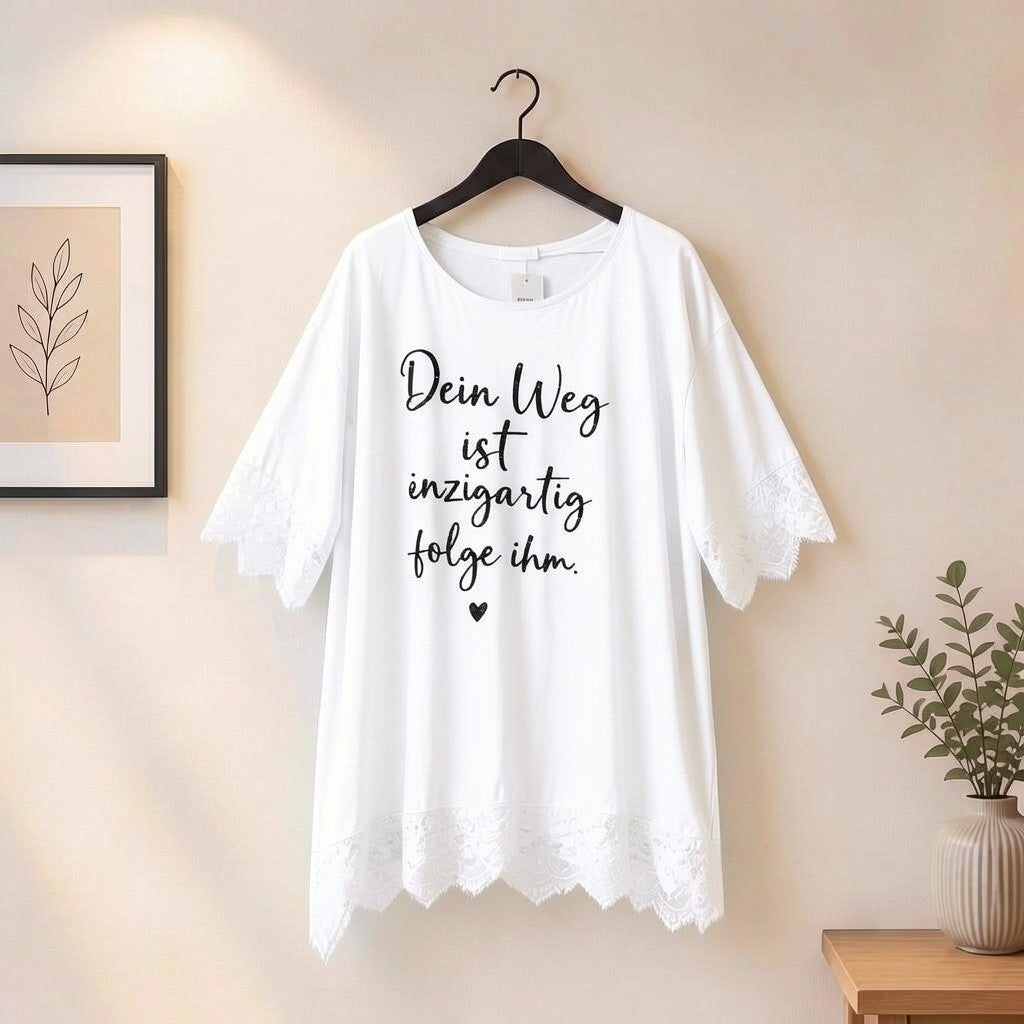 Shirt mit Spitze "Dein Weg..."