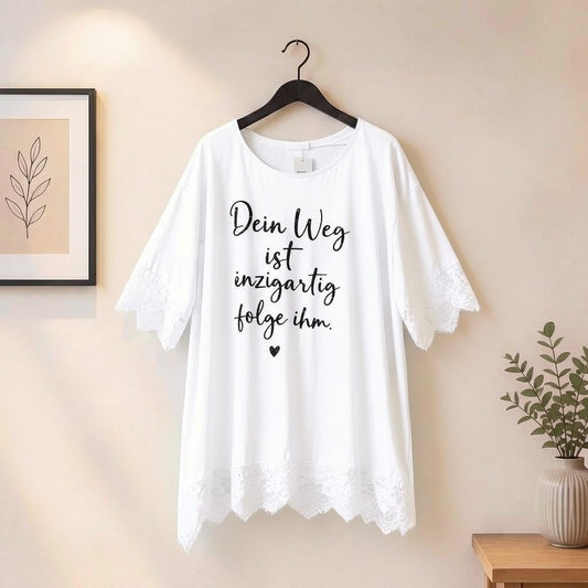 Shirt mit Spitze "Dein Weg..."