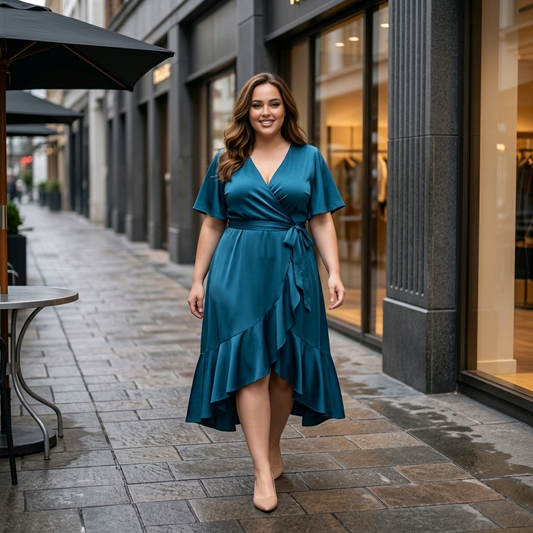 Wickelkleid mit Volant