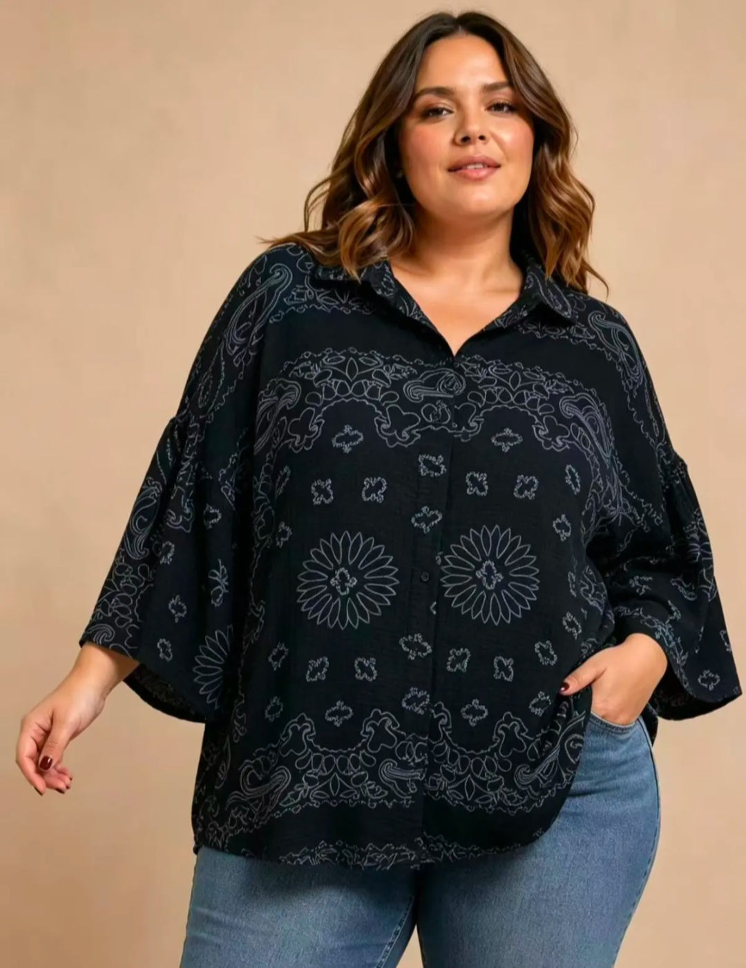Musselin Bluse mit Print