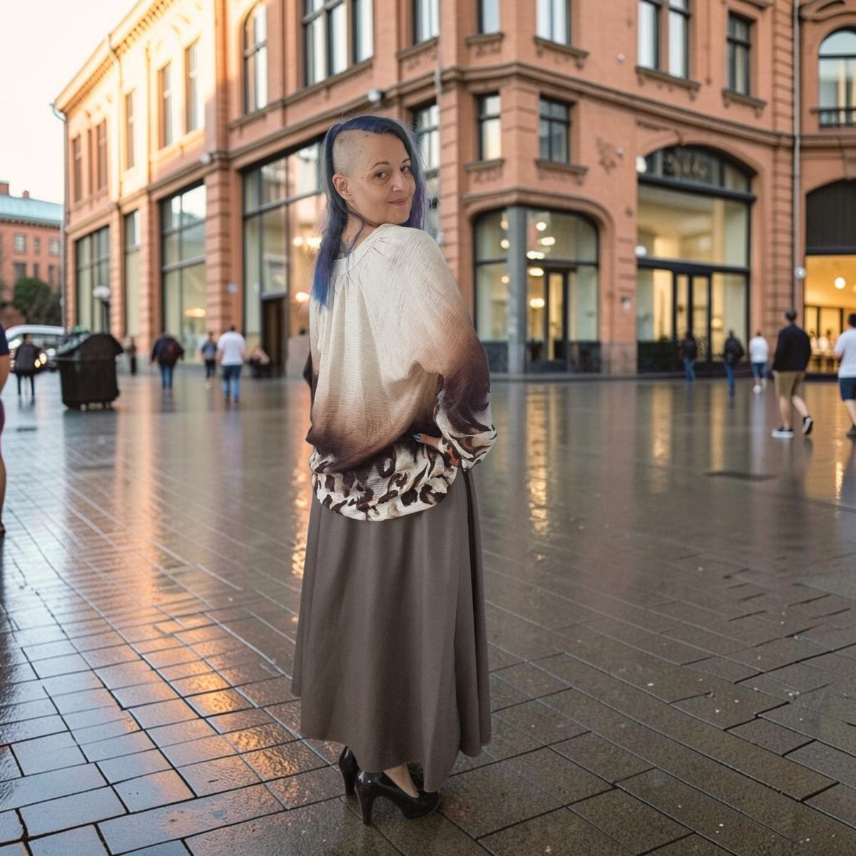 Lässiger Kunstlederrock mit Taschen