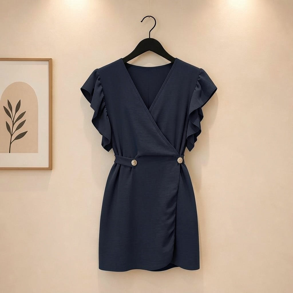 Wickelbluse mit Voilantärmel