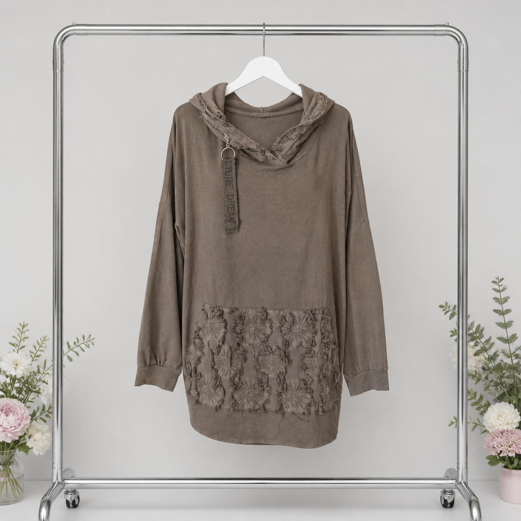 Lässiger Hoodie mit Fransendetails