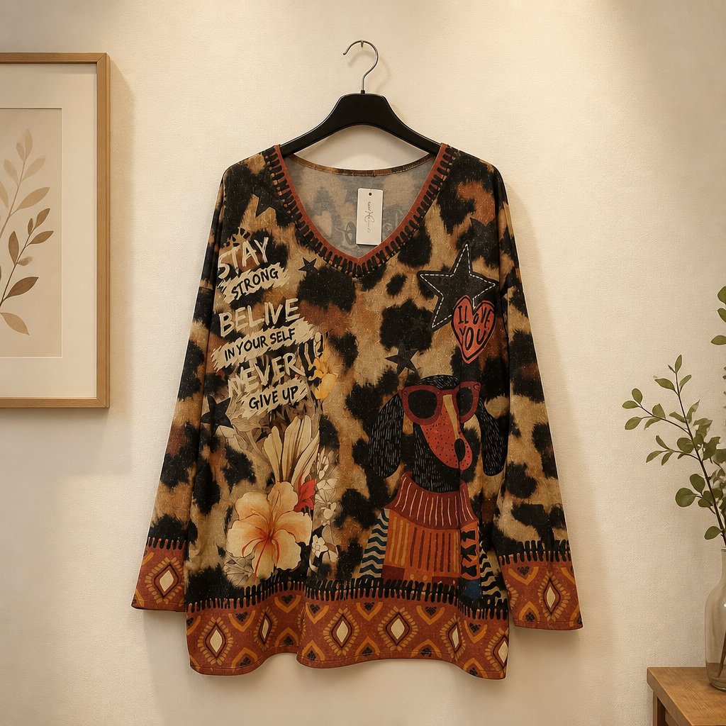 Lurex Shirt mit Statement-Print