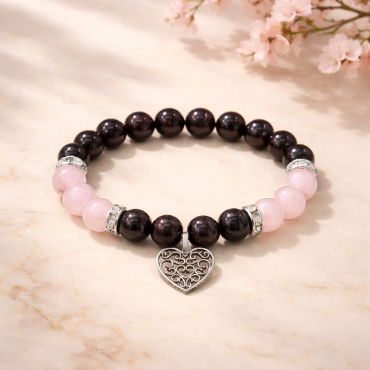 Armband Granat mit Rosenquarz 8mm