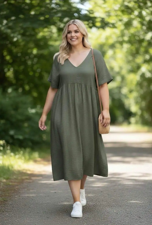 Musselin Kleid mit Taschen