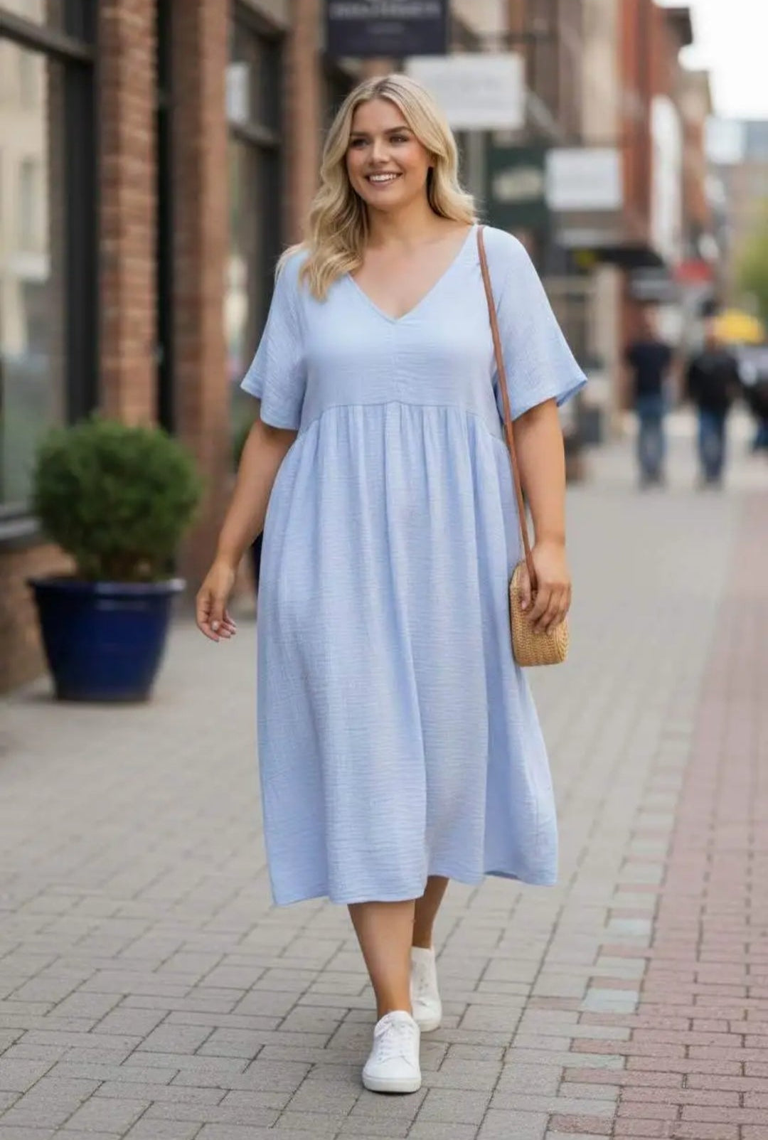 Musselin Kleid mit Taschen