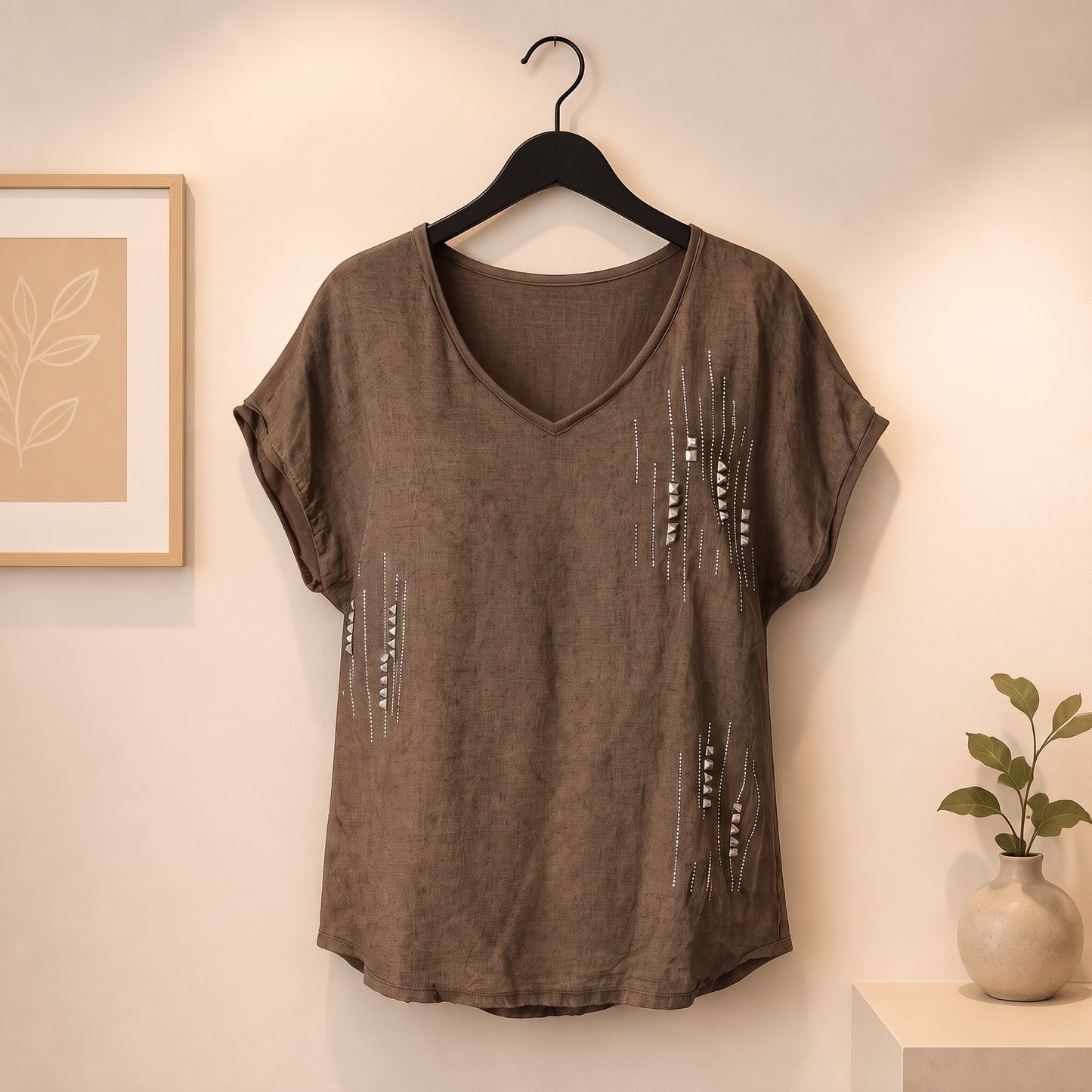 Lässiges Shirt Strass und Nieten