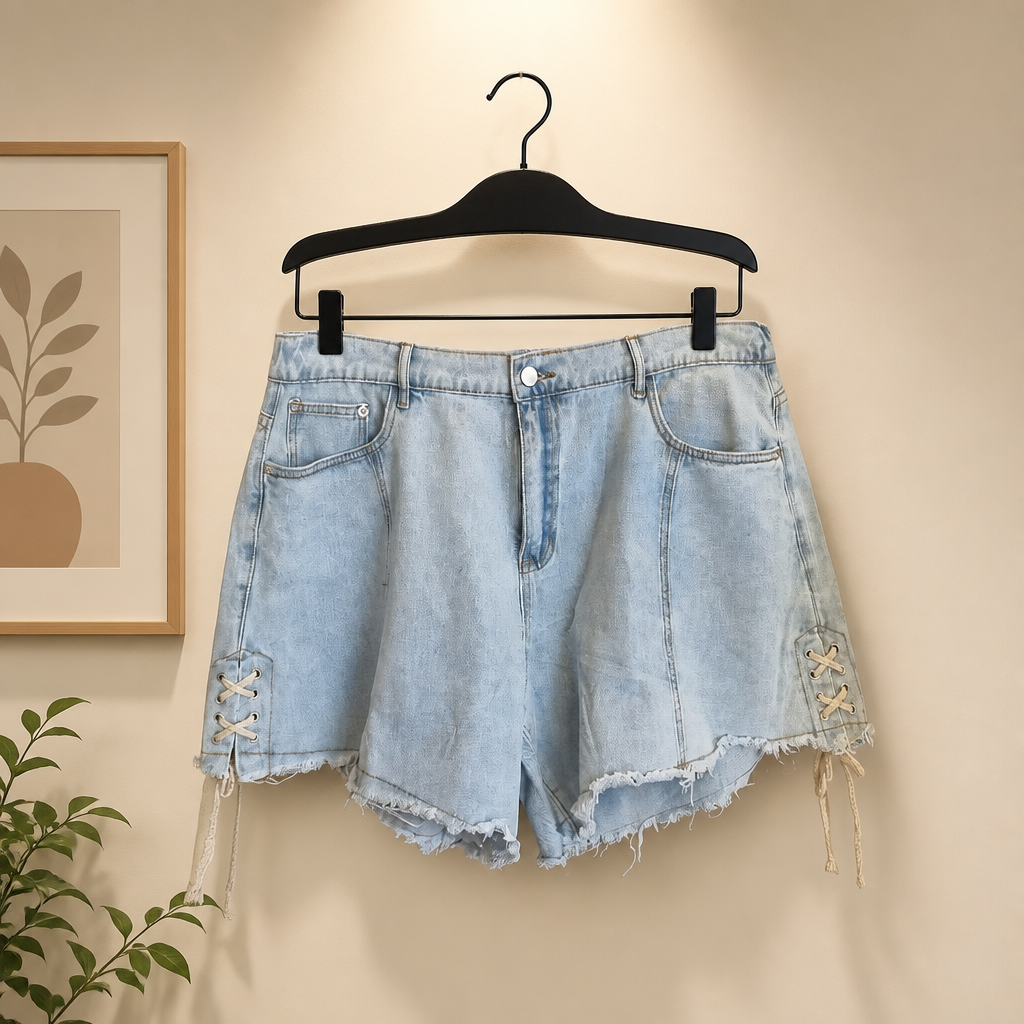 Jeans Shorts mit Schnürung
