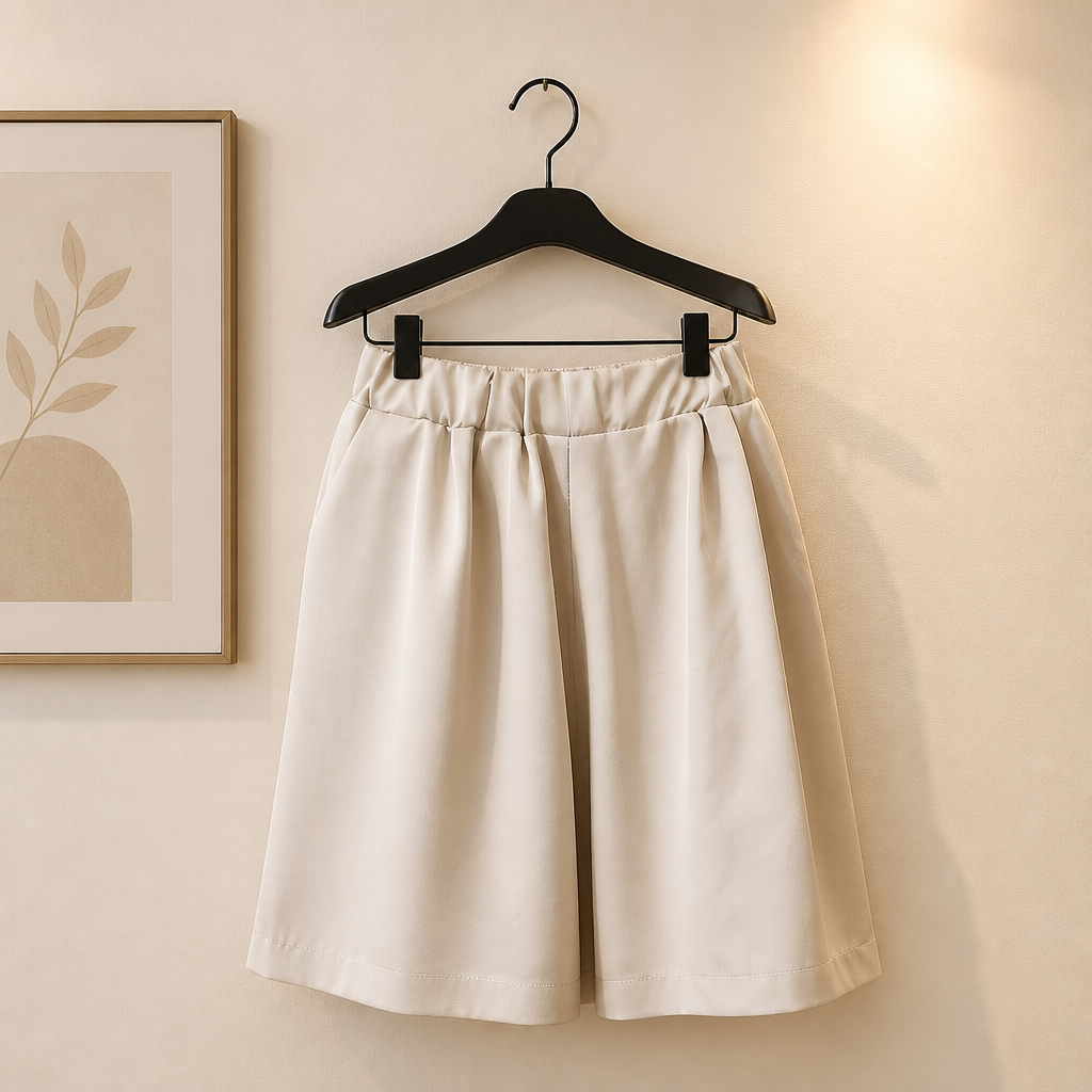 Satin-Viskose Short mit Taschen