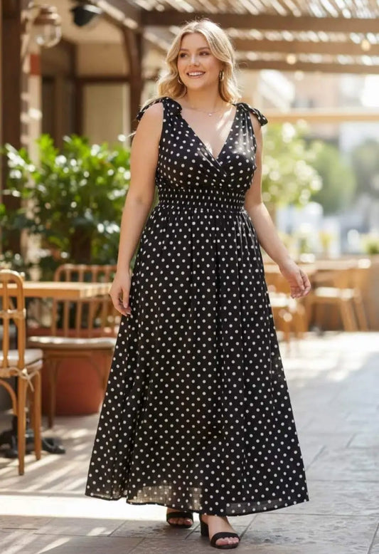 Maxikleid mit Polkadots