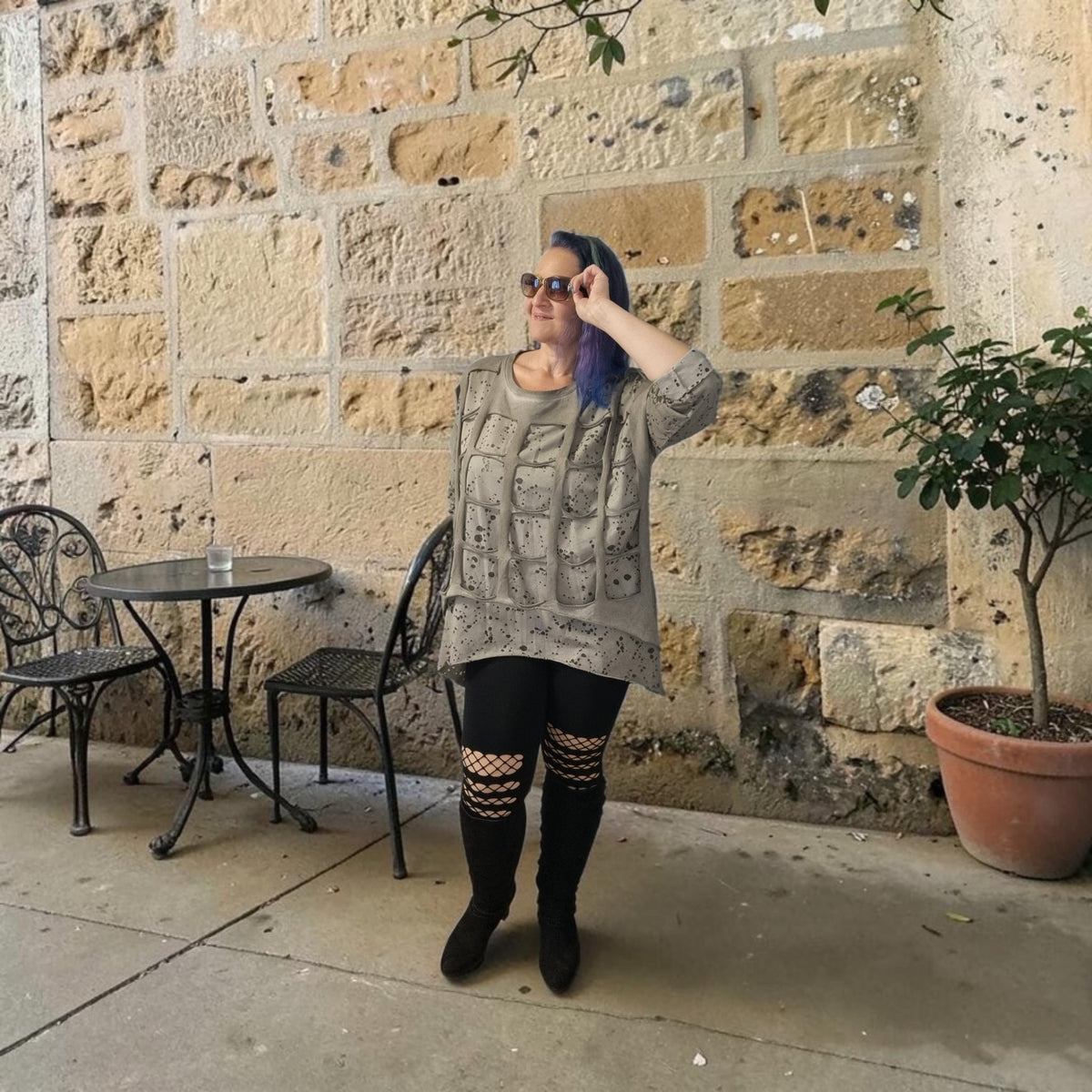Longshirt mit Gitteroverlay
