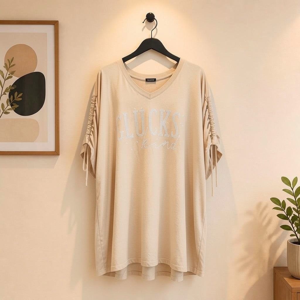 Shirt Glückskind mit Ärmel Raffung