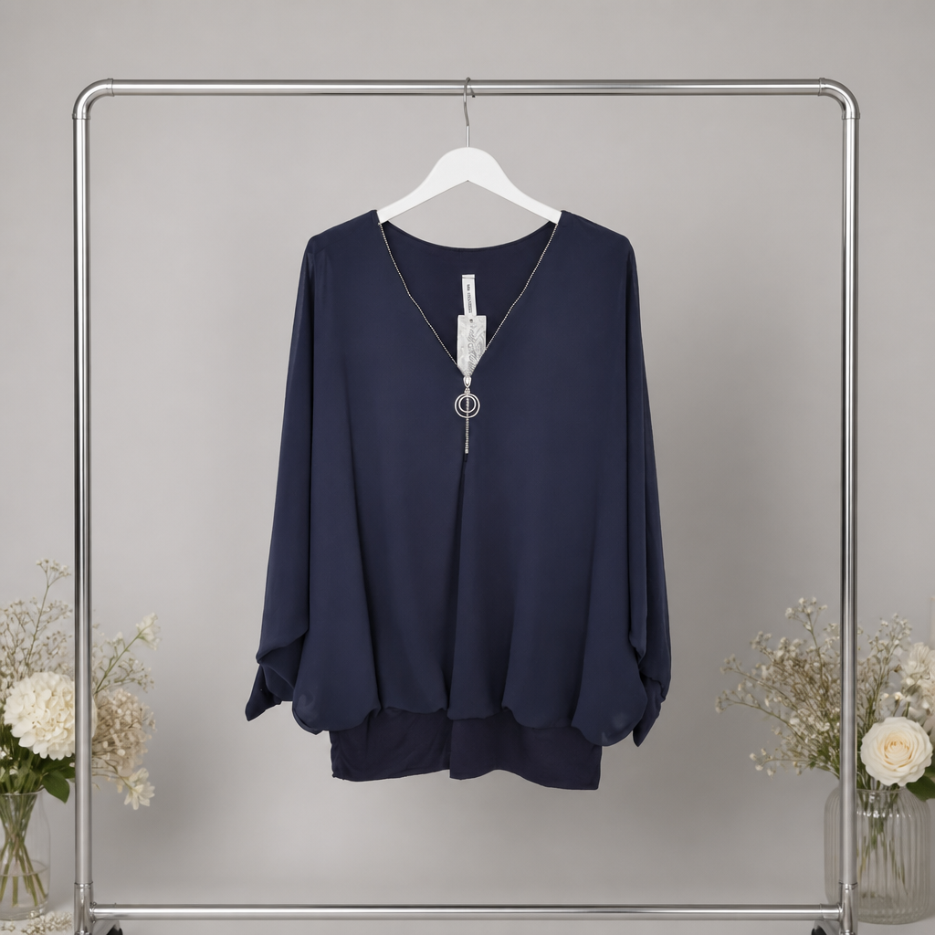 Oversize Bluse mit Zipp