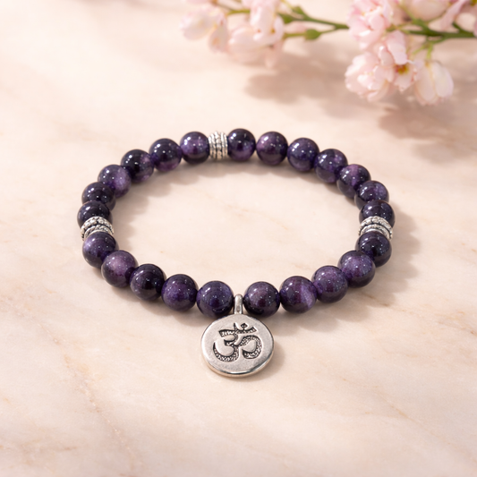 Amethyst Armband mit Ohm 8mm