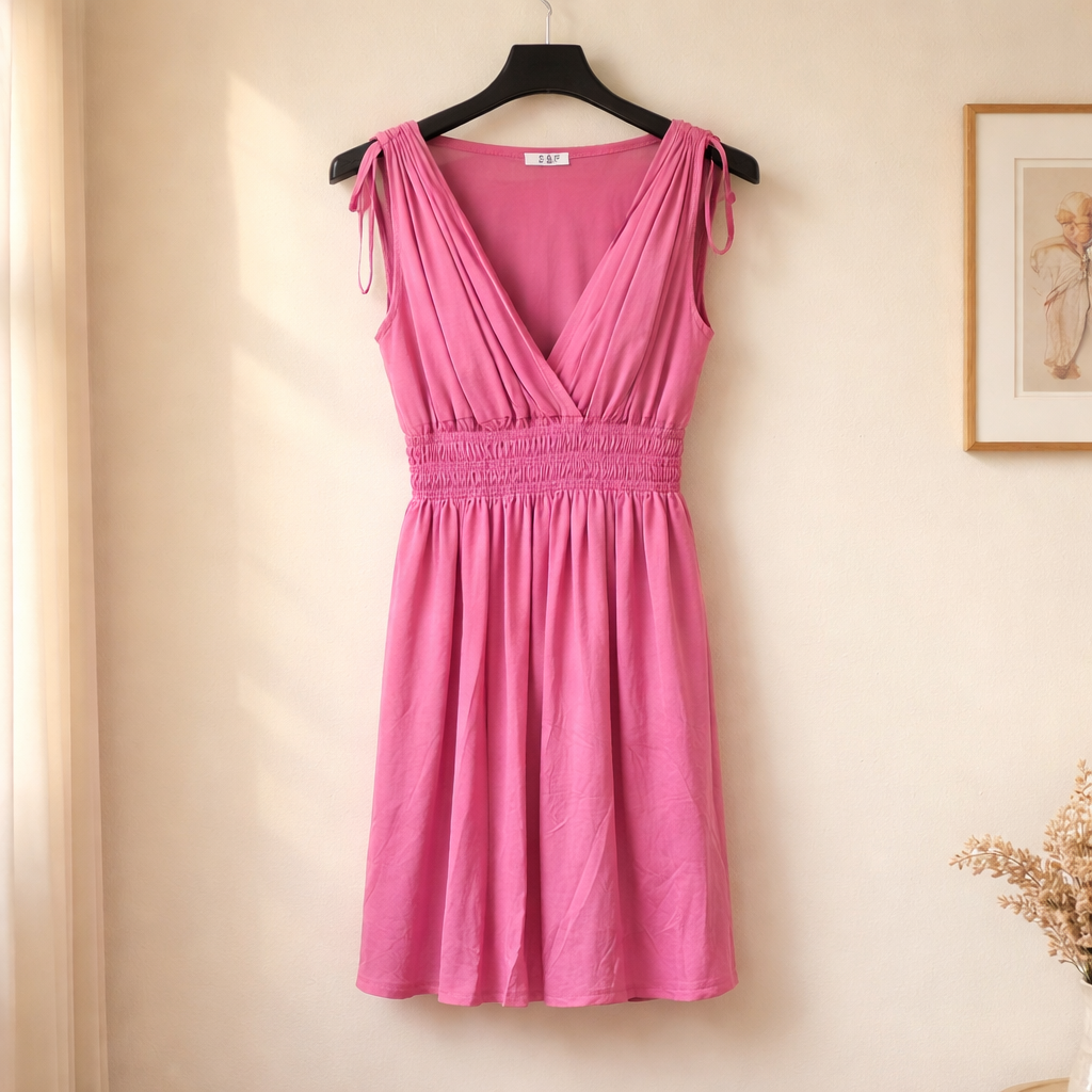 Tailliertes midi Sommerkleid Kleid uni