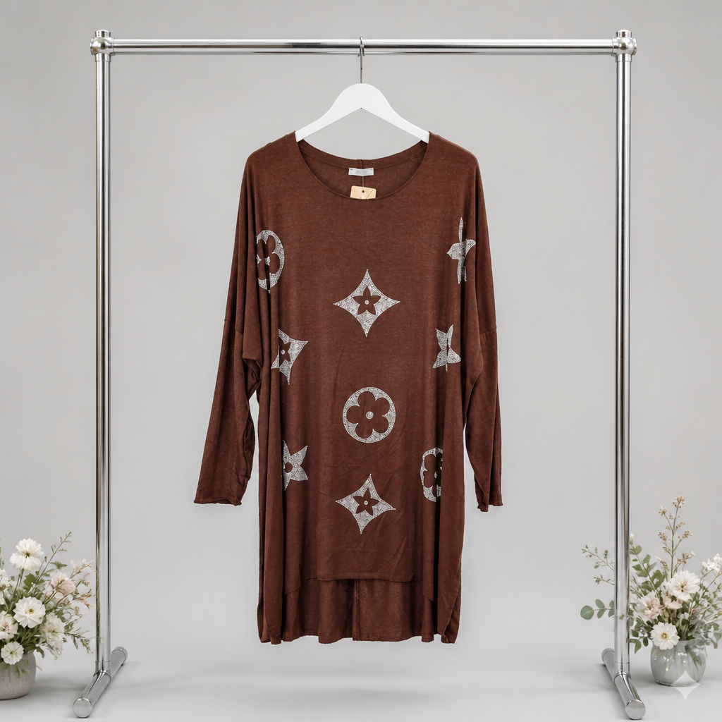 Tunika mit Glitzer Ornamenten