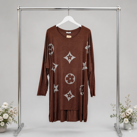 Tunika mit Glitzer Ornamenten