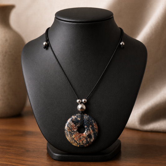 Kette mit Leoparden Jaspis Donut 3,5cm