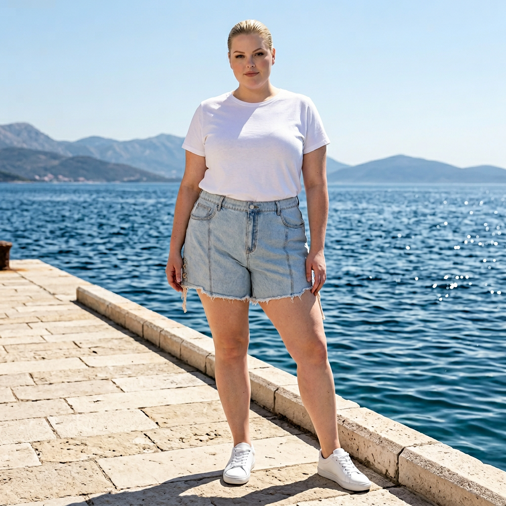 Jeans Shorts mit Schnürung