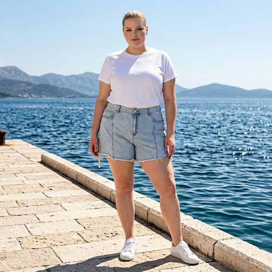 Jeans Shorts mit Schnürung
