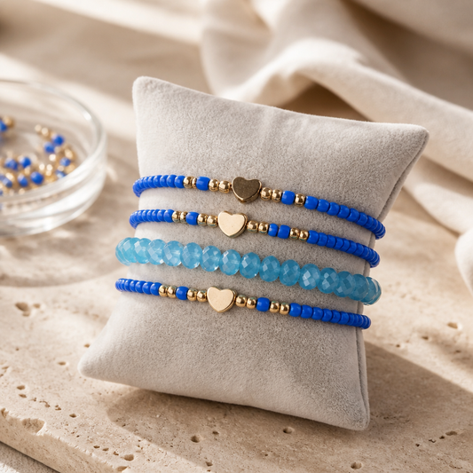 4er Set Armbänder Glam Heart