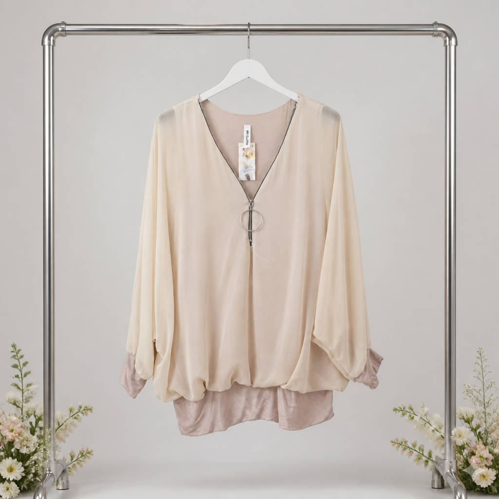 Oversize Bluse mit Zipp