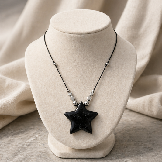 Kette mit Onyx Sternanhänger 4cm