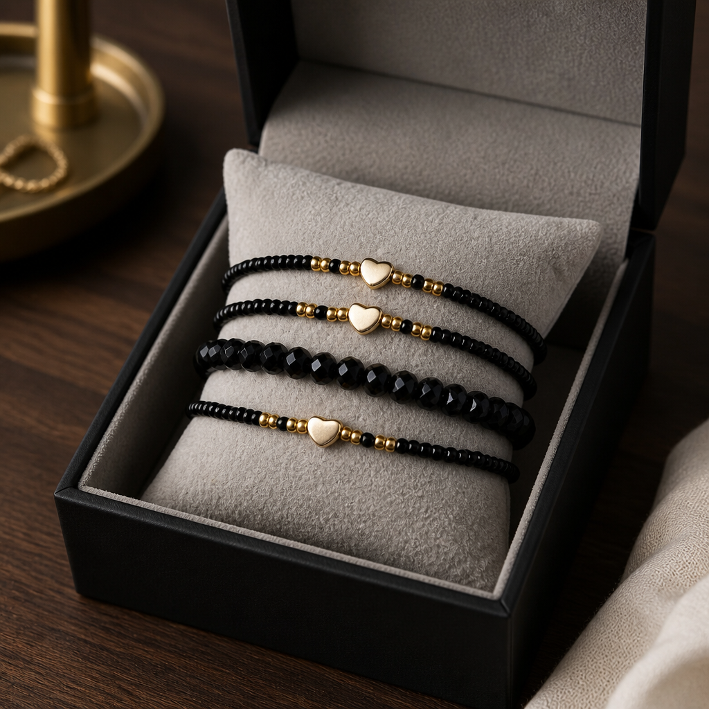 4er Set Armbänder Glam Heart