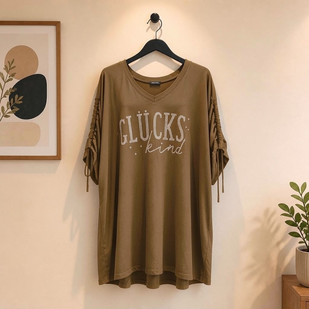 Shirt Glückskind mit Ärmel Raffung