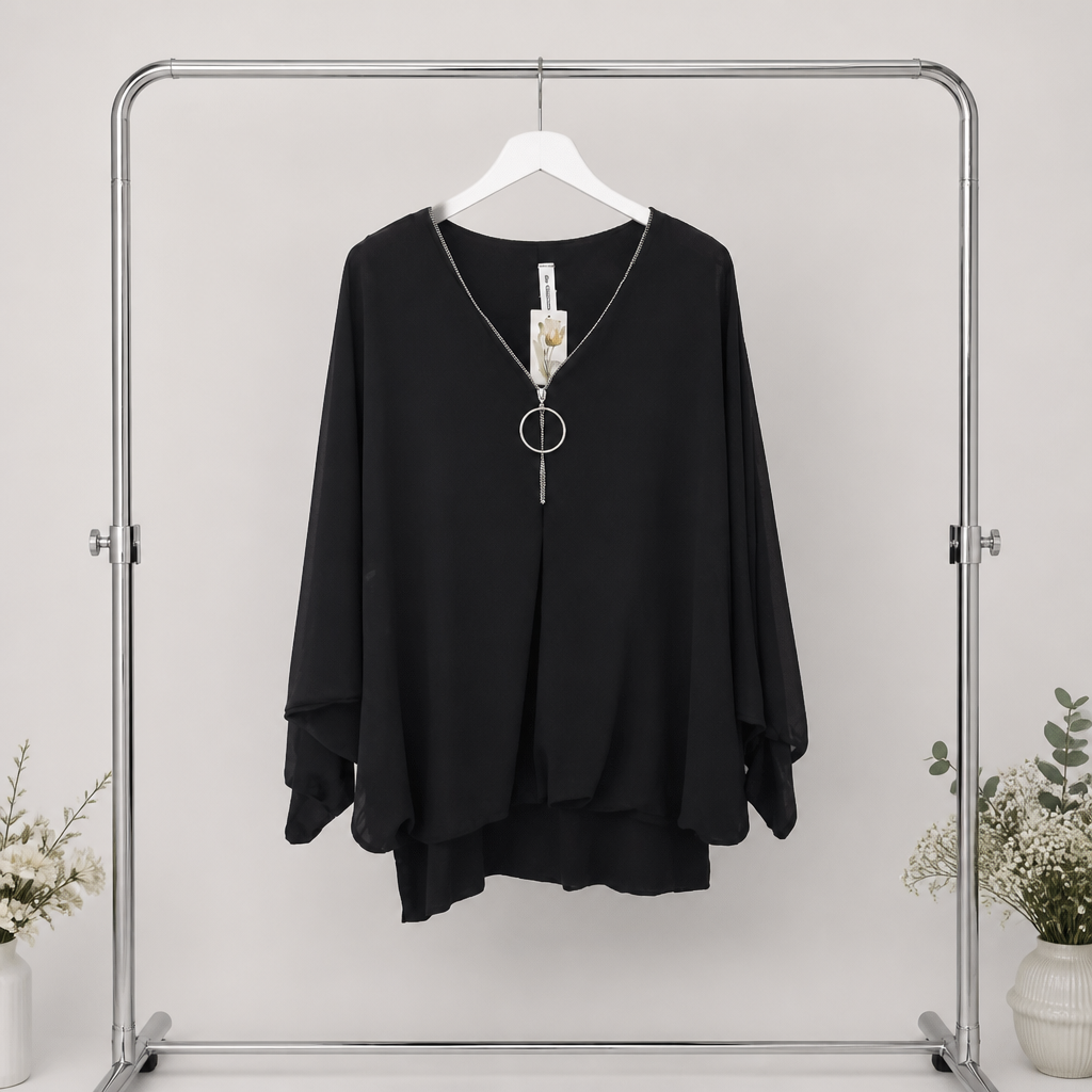 Oversize Bluse mit Zipp