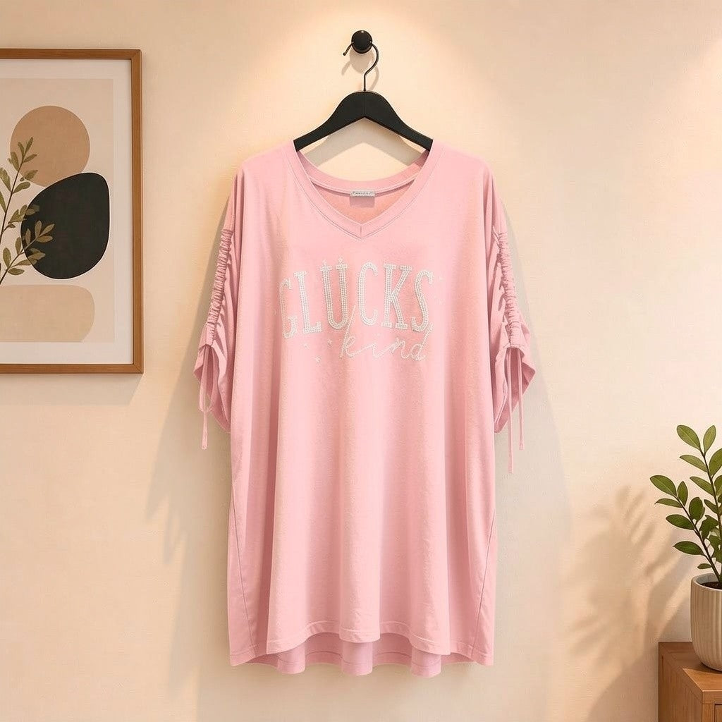 Shirt Glückskind mit Ärmel Raffung