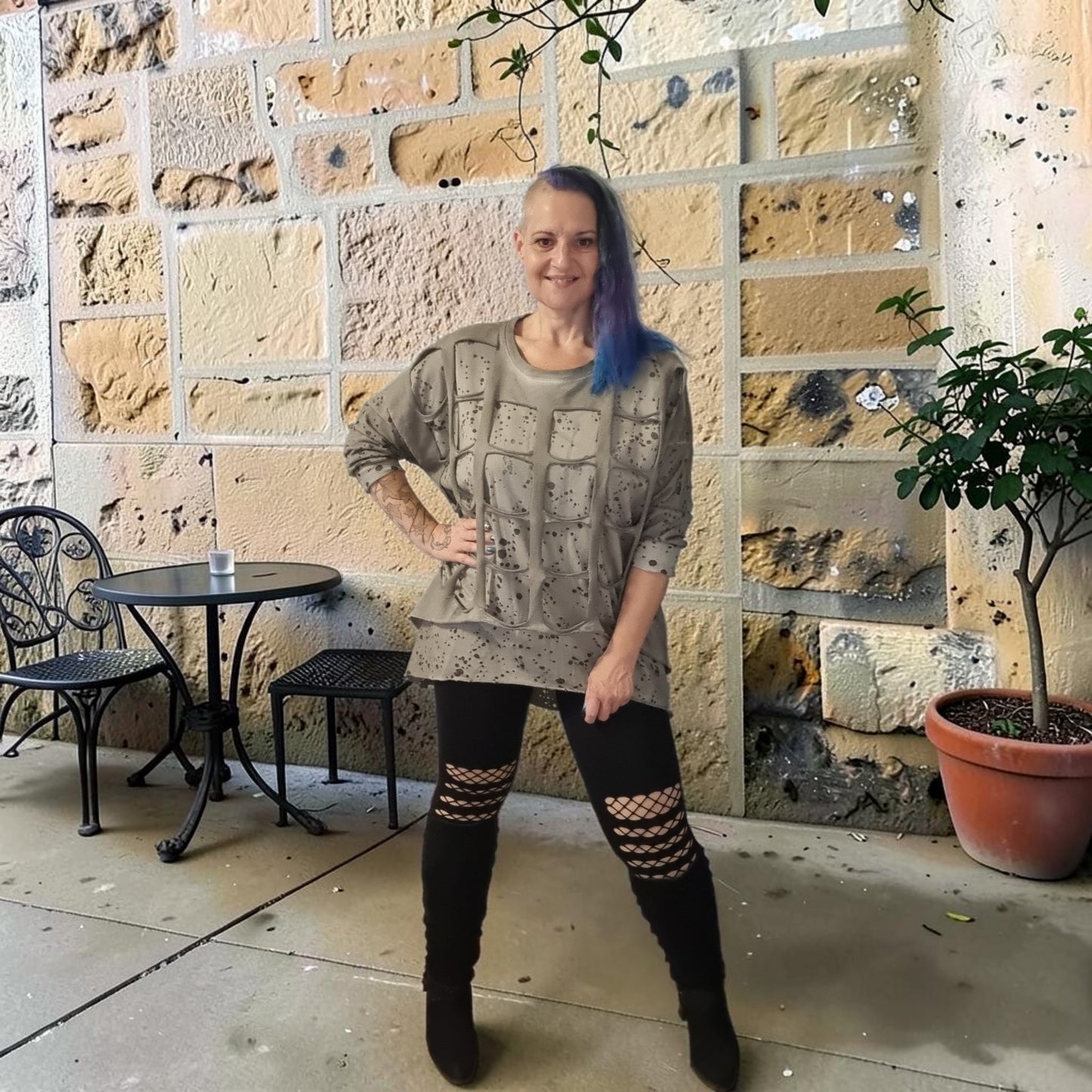Longshirt mit Gitteroverlay