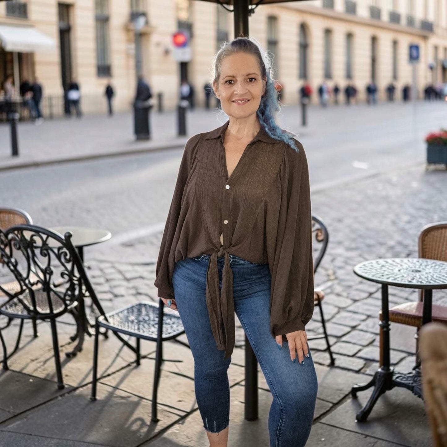 Lässige Bluse mit Schimmereffekt