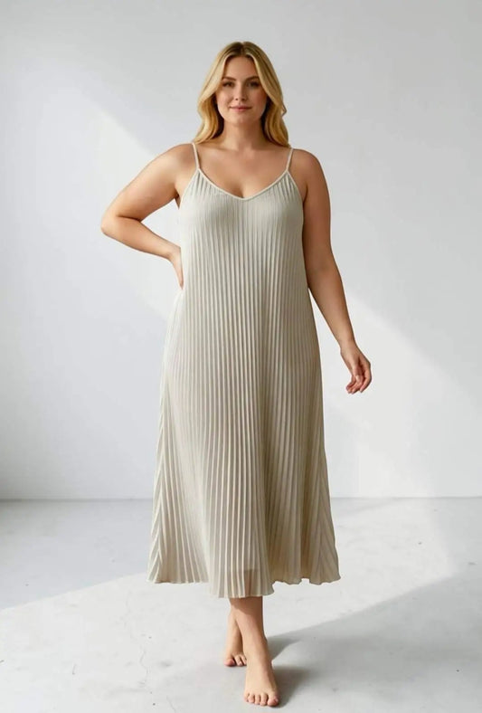 Plissee Maxikleid mit Spaghettiträger