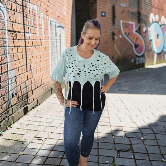 Crop Top mit Fransen und Cutouts