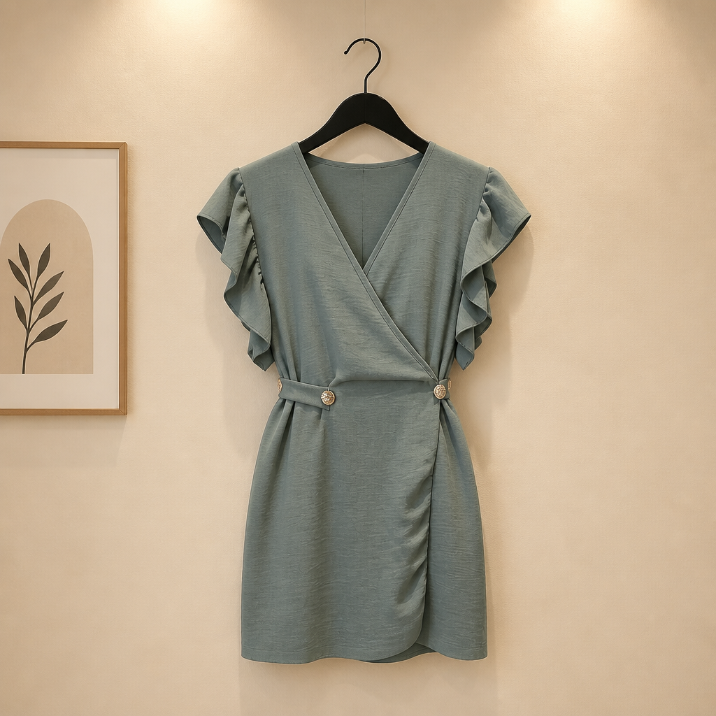 Wickelbluse mit Voilantärmel