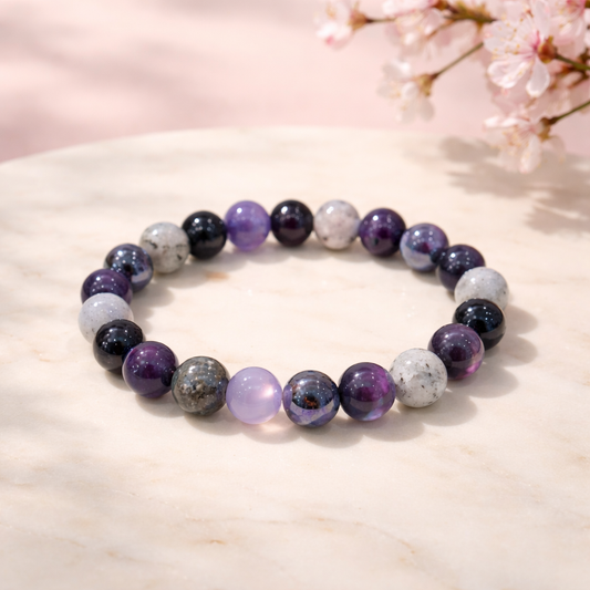 Armband mit Amethyst, Hämatit und Labradorit 8mm