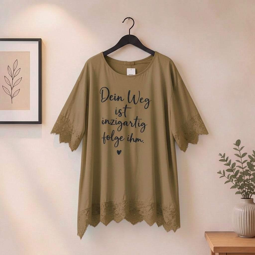 Shirt mit Spitze "Dein Weg..."