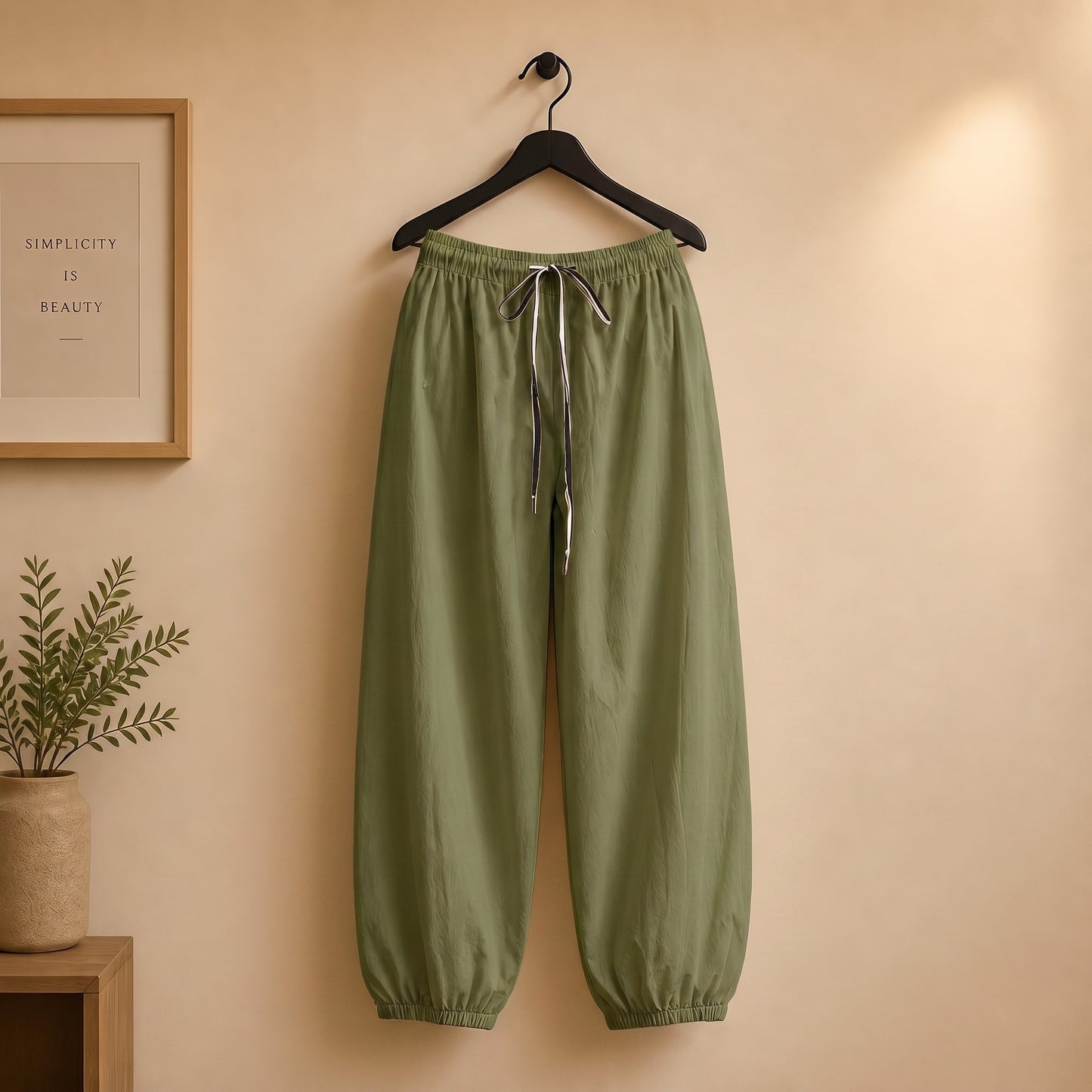 Leichte Baumwollhose mit Bündchen
