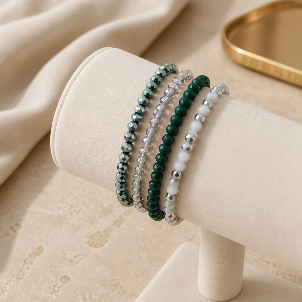4er Set facettierte Armbänder