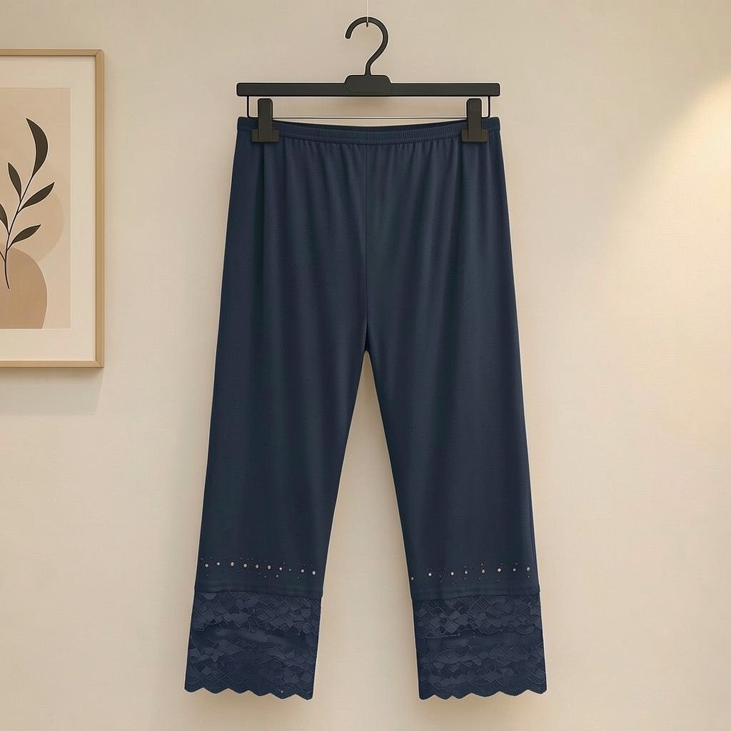 Capri Leggings mit Spitzensaum
