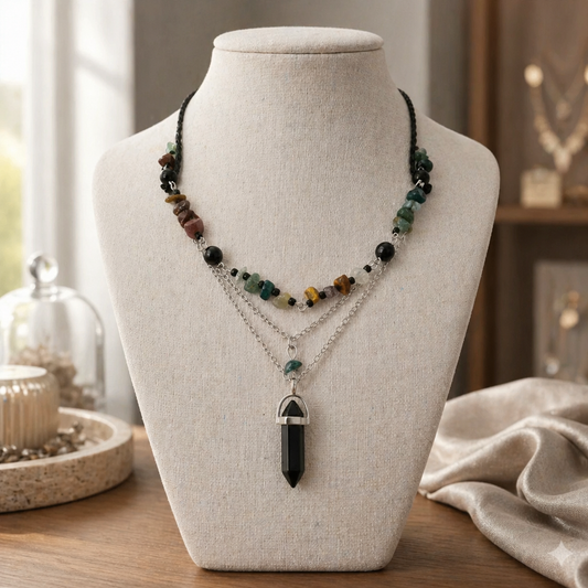 Layering-Kette mit Edelsteinen