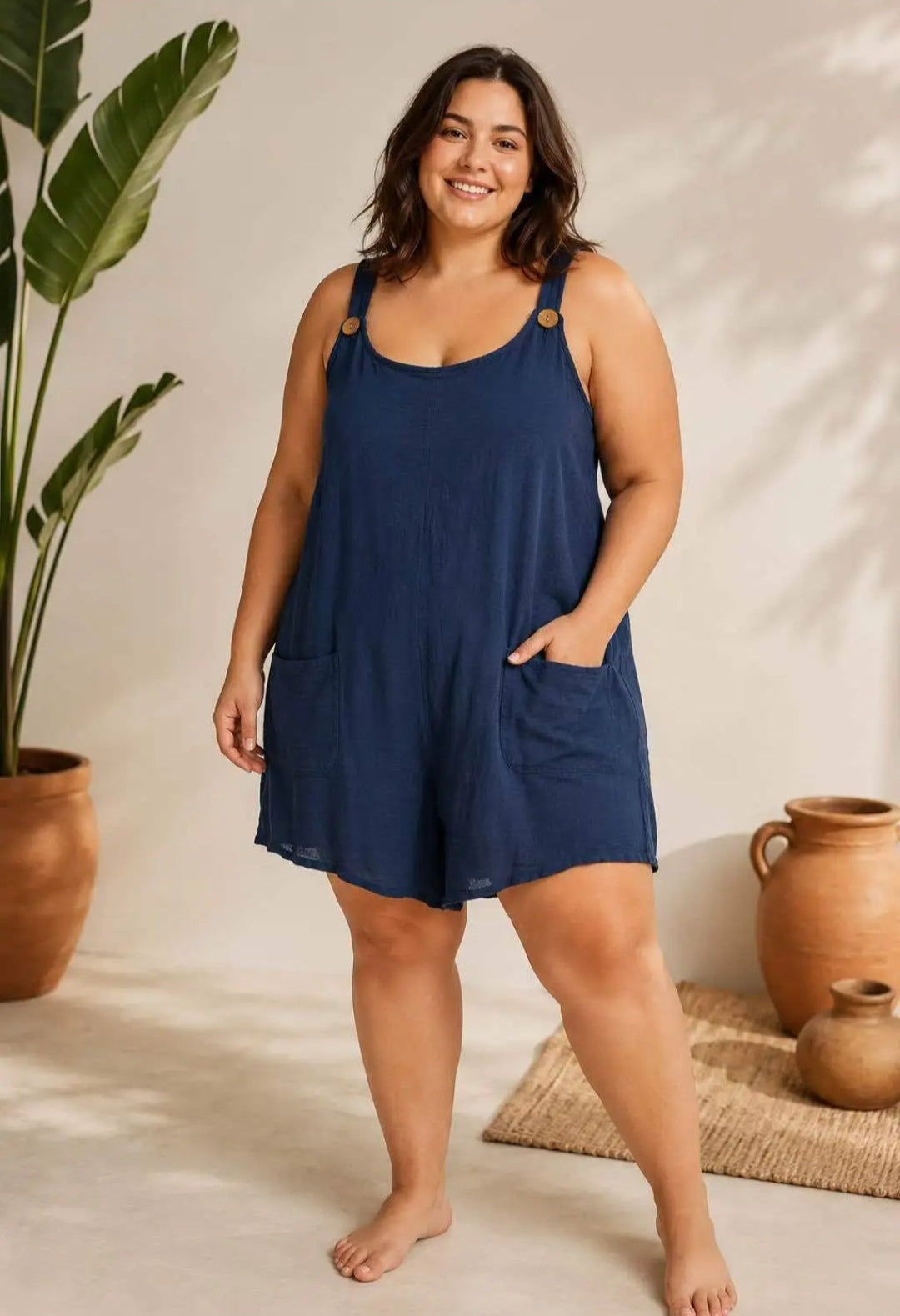 Baumwoll-Leinen Jumpsuit