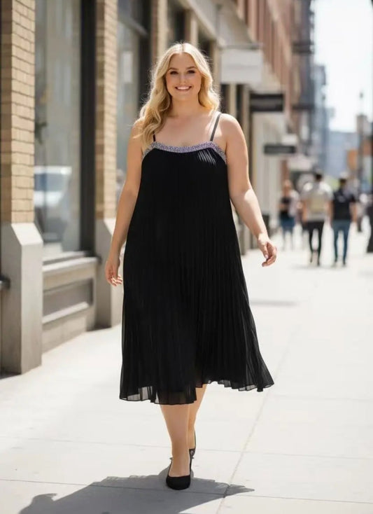 Plissee Kleid mit Trägern