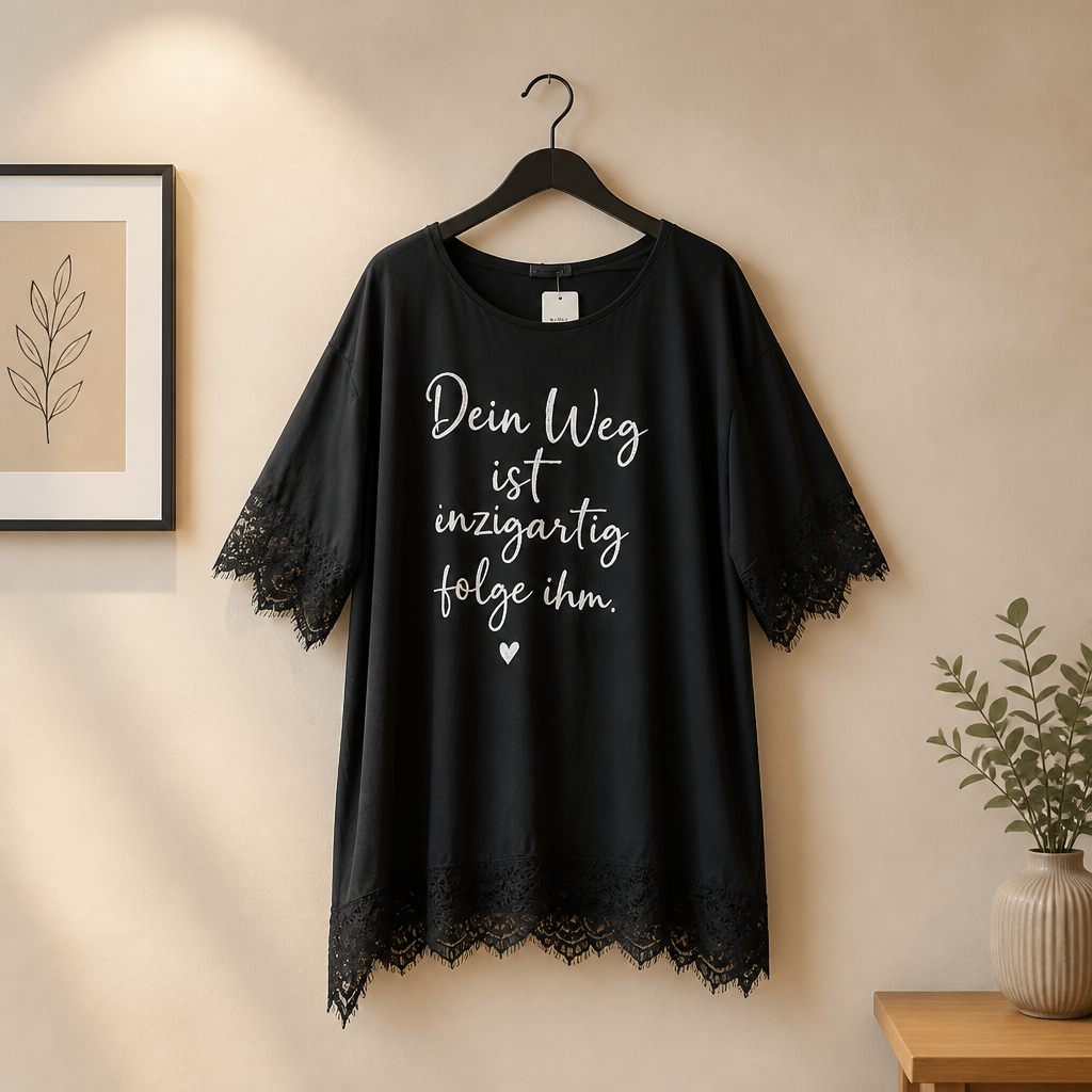 Shirt mit Spitze "Dein Weg..."