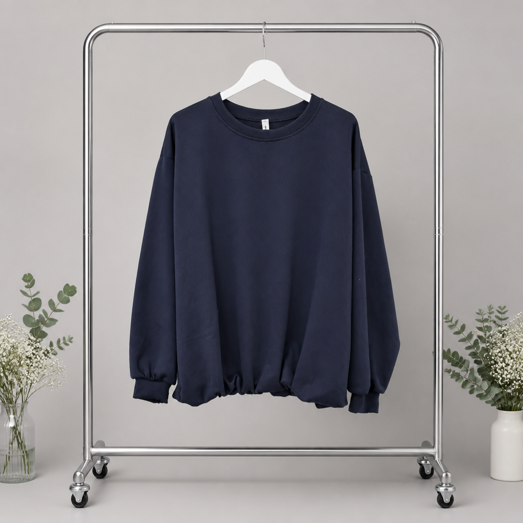 Basic Sweater mit elastischem Saum