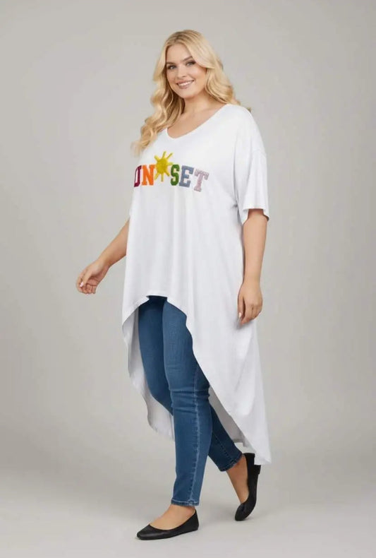 Vokuhila Shirt Sunset mit Taschen