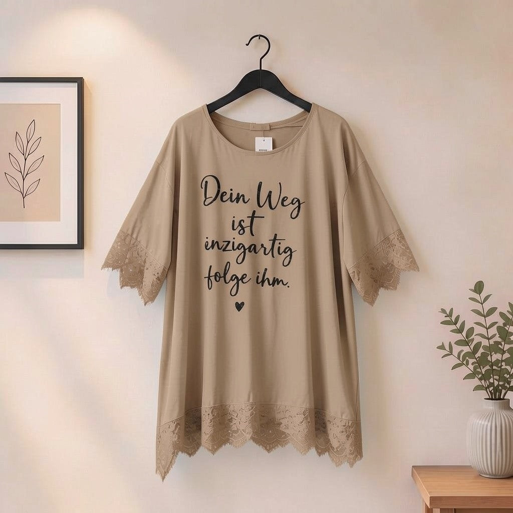 Shirt mit Spitze "Dein Weg..."