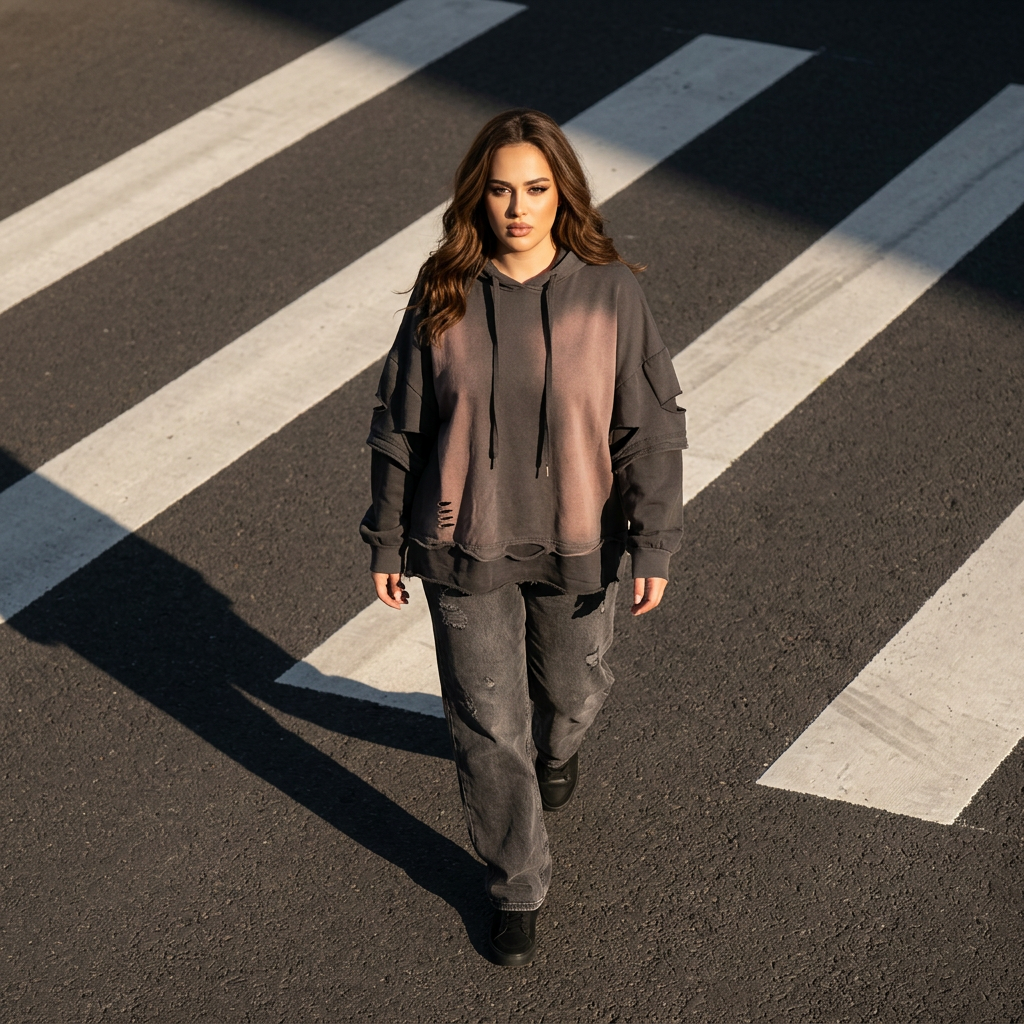 Stonewashed Hoodie mit Cutouts